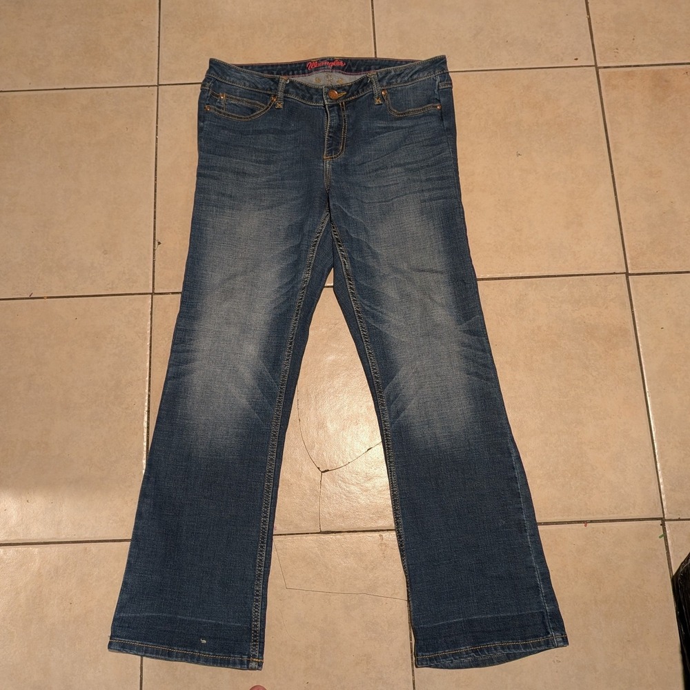 Wrangler Denim Jeans Bootcut Dark Wash Embroidered Pockets Women's Sz 11/12 0171